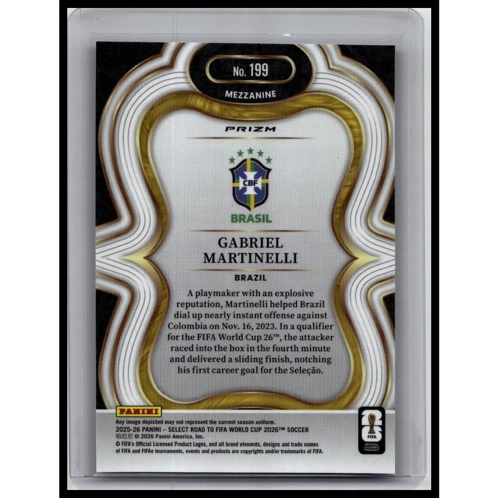 2025-26 Panini Select World Cup 2026 Gabriel Martinelli #199 Mezzanine Prizm
